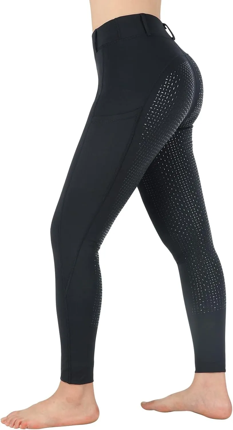 Turnhier Women Winter Riding Equestrian Pants Fleece Lined Equestrian Breeches Horseback Silicone Pockets