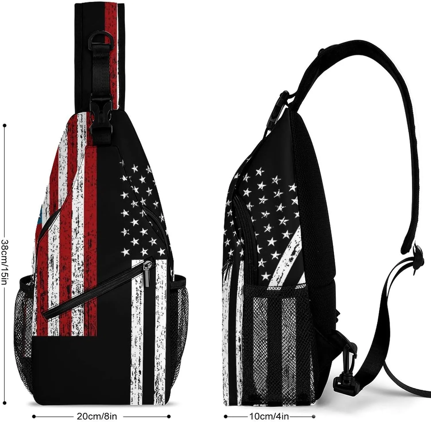 Unique Chest Bag Gym Sack Fashion Sling Shoulder Backpack Outdoor Sports Daypack Compatible with Cool American Flag, Multipurpose Adjustable Bag Small Camera Case for Daily Use