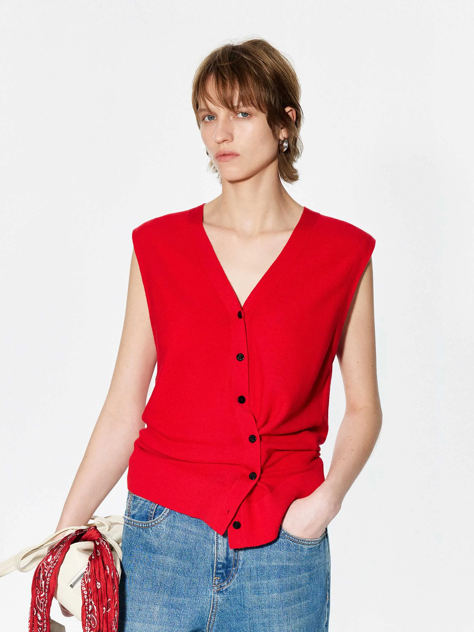 V-neck Wool Knitted Cardigan