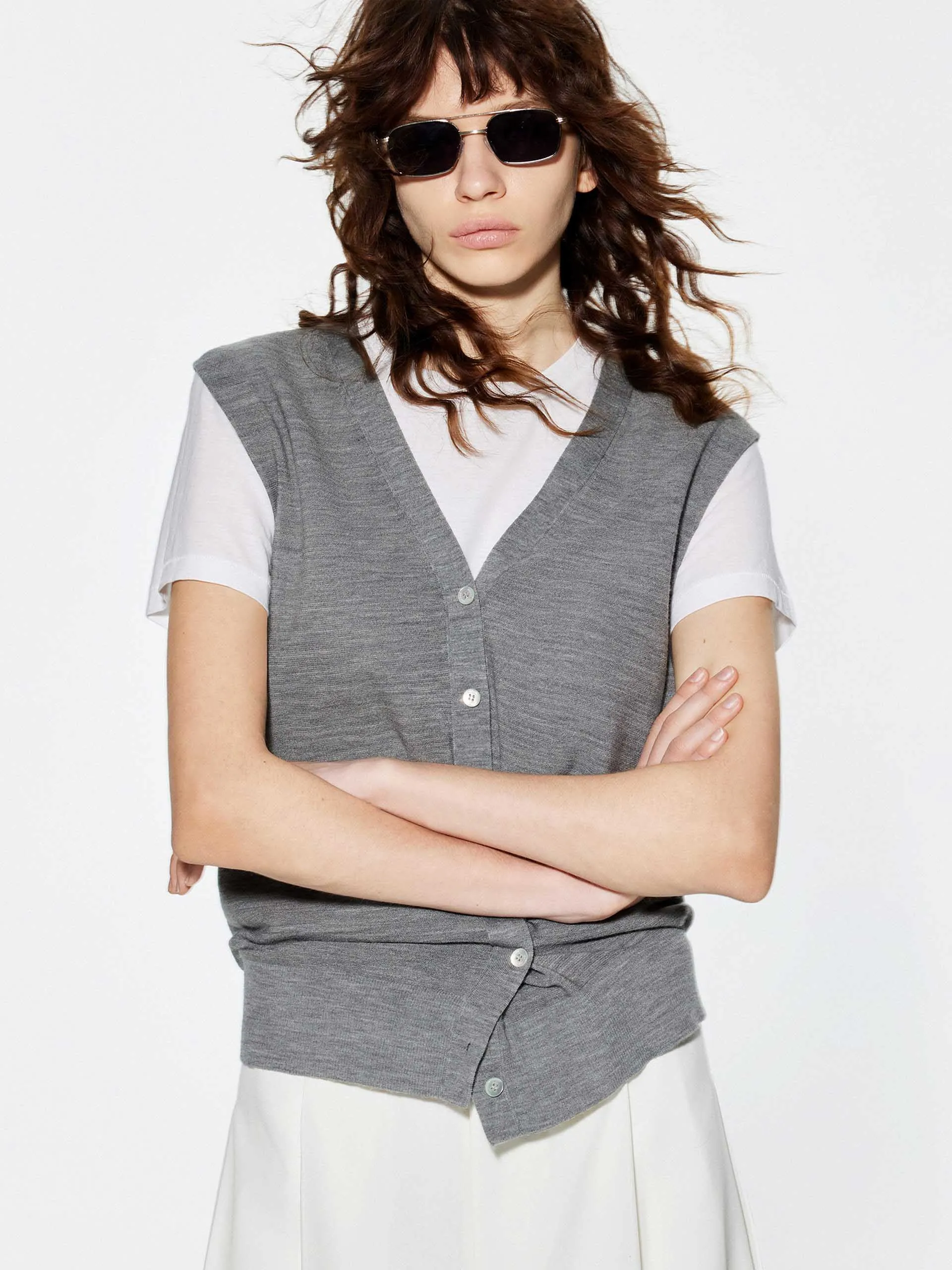 V-neck Wool Knitted Cardigan