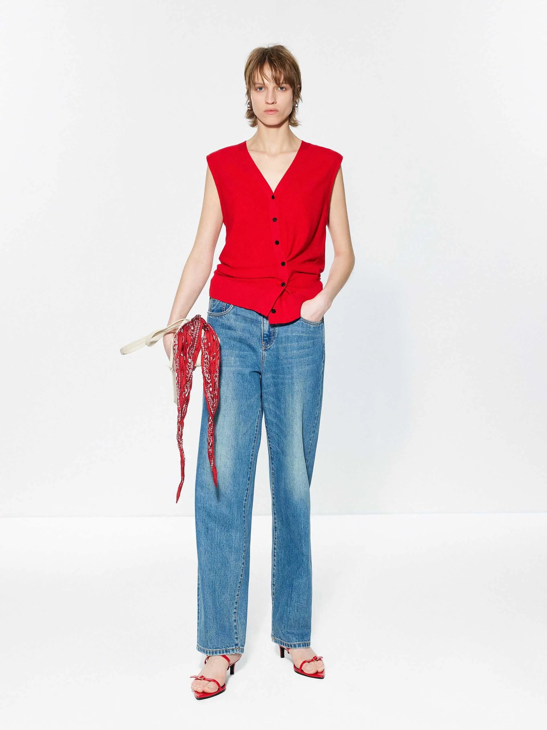 V-neck Wool Knitted Cardigan