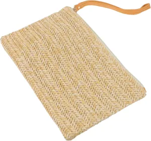 VALICLUD 1pc Stylish Straw Clutch Bag for Women Elegant Summer Coin Purse with Zipper for Weddings Parties Travel and Daily Use Lightweight and Fashionable Design