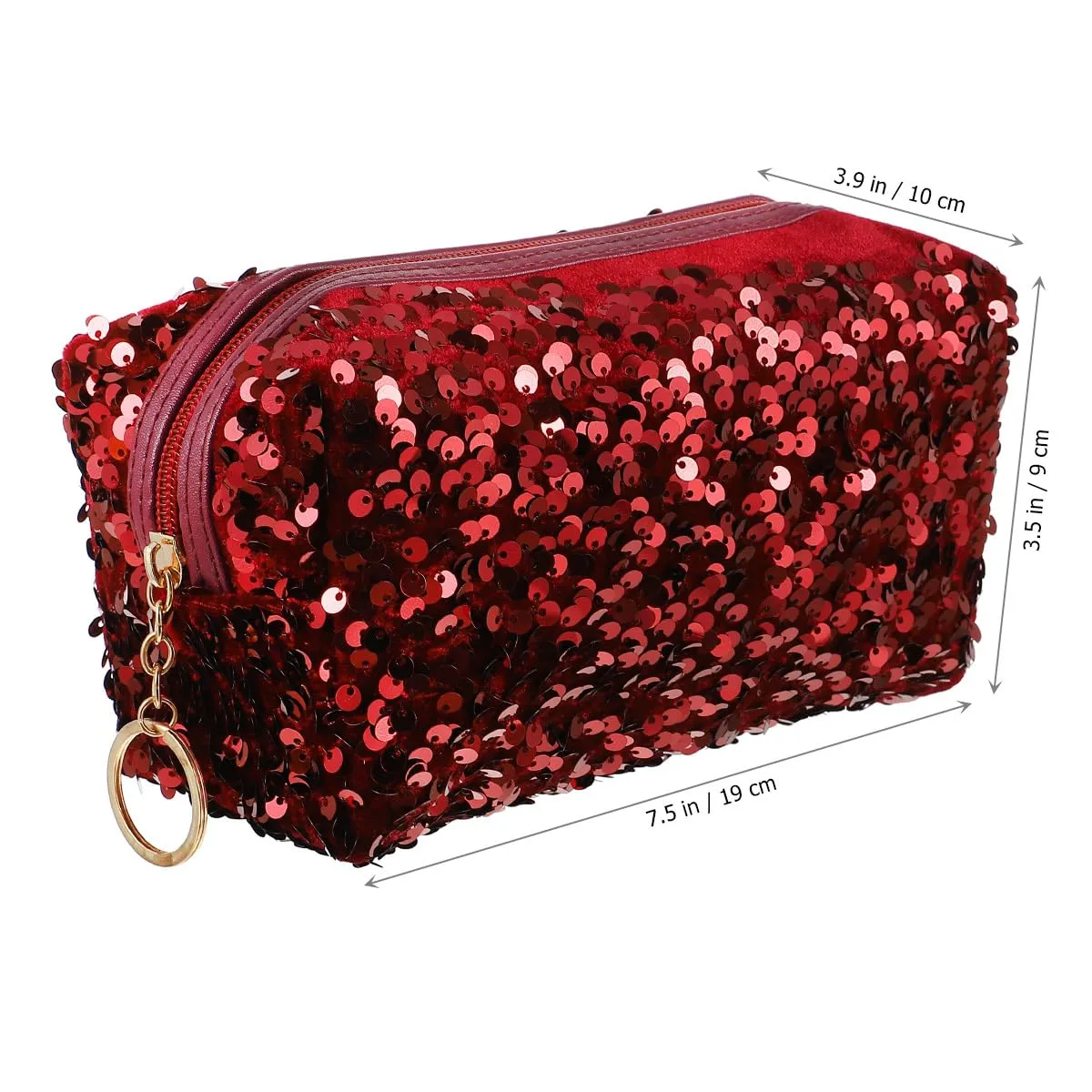 VALICLUD Sequin Cosmetic Bag Portable Glitter Makeup Zipper Bag Toiletry Bag Sequin Organizer Bag for Women Girls Travel Daily Use (Claret)