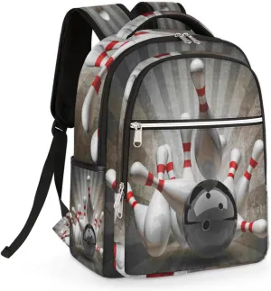 Vintage Bowling Ball Travel Laptop Backpack for Women Lightweight Laptop Bag Fits 15.6 inch Laptop Durable Travel Backpack Casual Daypack for Work Business Daily Use