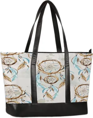 Vintage Dreamcatcher Laptop Tote Bag for Women Lightweight Work Purse with Multiple Compartments Fits 13-15.6 Inch Laptop Tablet Shoulder Bag for Office Travel Daily Use