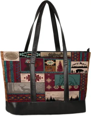 Vintage Women's Elk Laptop Tote Bag for Women Lightweight Work Purse with Multiple Compartments Fits 13-15.6 Inch Laptop Tablet Shoulder Bag for Office Travel Daily Use