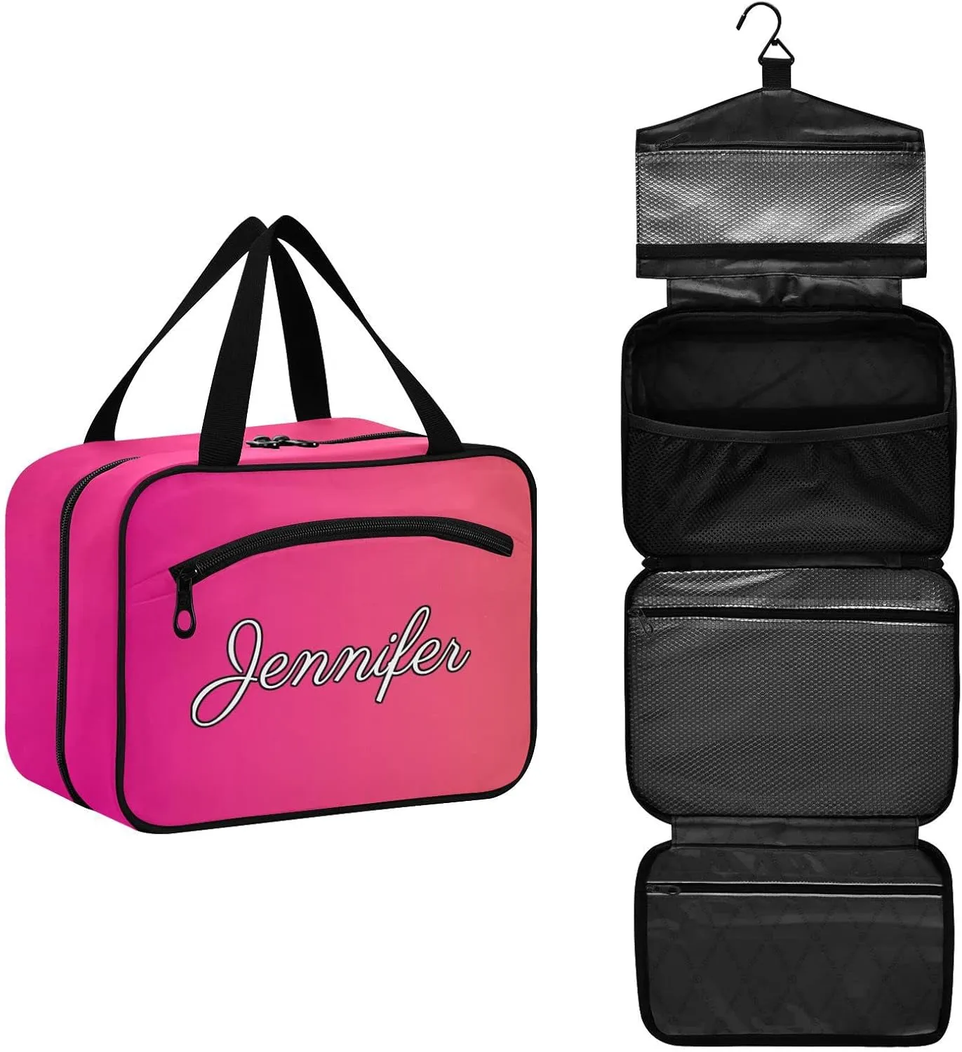 Vnurnrn Custom Pink Gradient Travel Toiletry Bag for Women Men Hanging Makeup Bag Portable Cosmetic Organizer Makeup Organizer for Cruise Essentials Gifts Daily Use