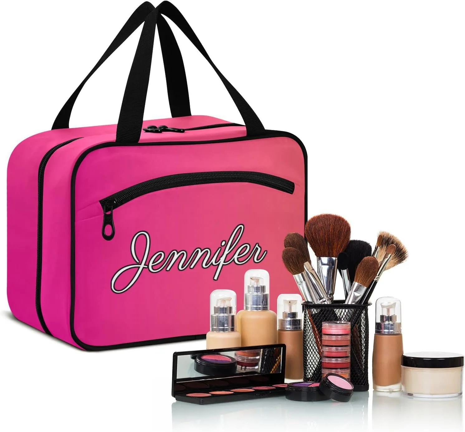Vnurnrn Custom Pink Gradient Travel Toiletry Bag for Women Men Hanging Makeup Bag Portable Cosmetic Organizer Makeup Organizer for Cruise Essentials Gifts Daily Use