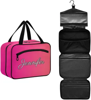 Vnurnrn Custom Pink Gradient Travel Toiletry Bag for Women Men Hanging Makeup Bag Portable Cosmetic Organizer Makeup Organizer for Cruise Essentials Gifts Daily Use