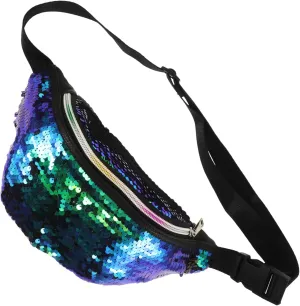 Waist Pouch Fashion Sports Shoulder Bag with Mermaid Sequins Durable Outdoor Fanny Pack for Hands Carrying Lightweight Green and Black Design for Daily Use