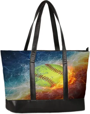 Water Fire Tennis Laptop Tote Bag for Women Lightweight Work Purse with Multiple Compartments Fits 13-15.6 Inch Laptop Tablet Shoulder Bag for Office Travel Daily Use