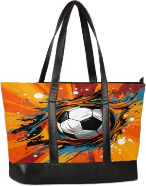 Watercolour Football Laptop Tote Bag for Women Lightweight Work Purse with Multiple Compartments Fits 13-15.6 Inch Laptop Tablet Shoulder Bag for Office Travel Daily Use