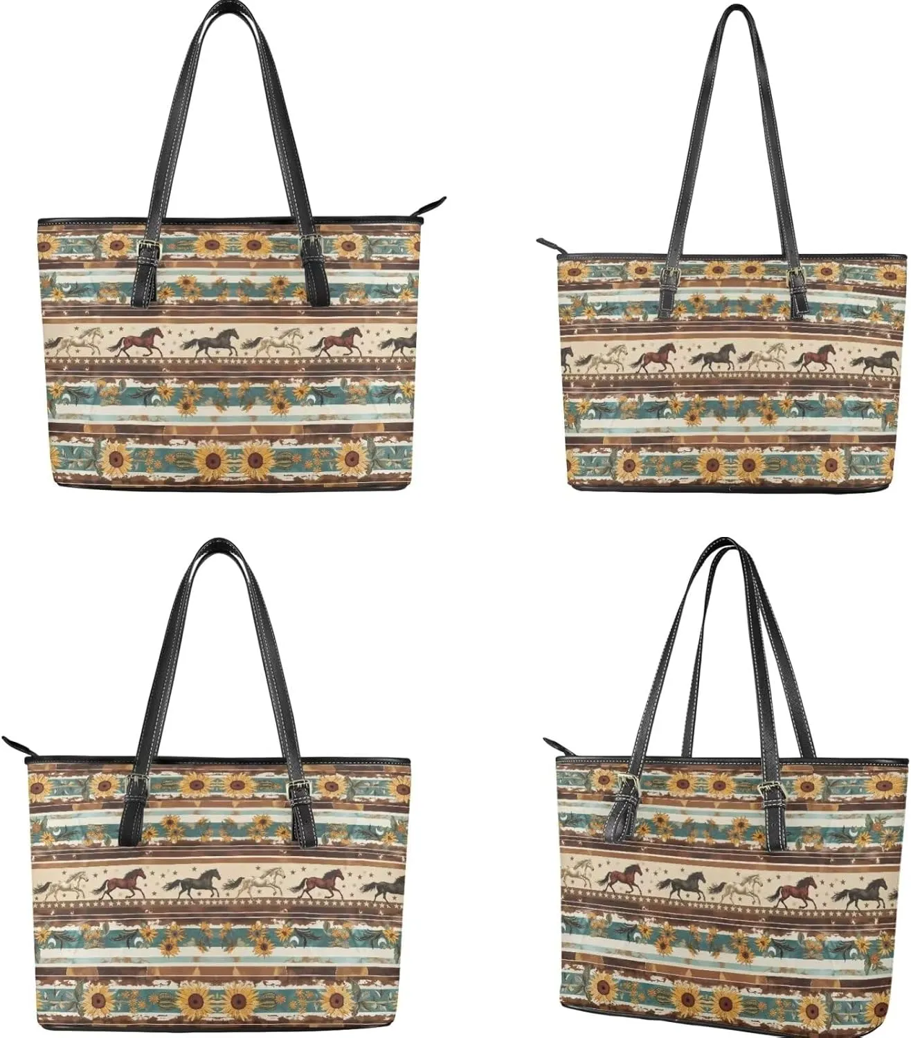 Western Style Satchel Bags for Womens Casual Fashion Shoulder Tote Bag with Wallet and Clutch Set for Daily Use