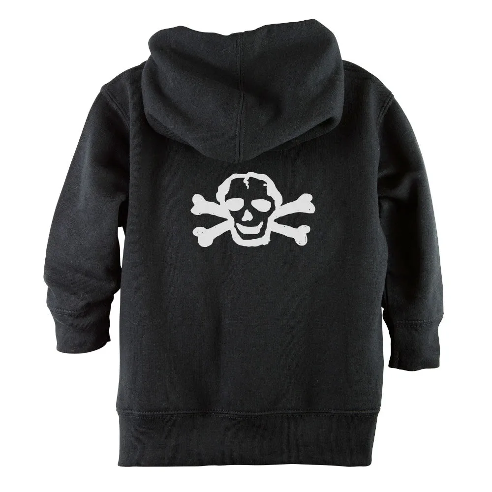White Scribble Skull Front Zipper Baby Hoodie