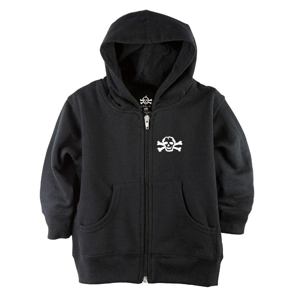 White Scribble Skull Front Zipper Baby Hoodie