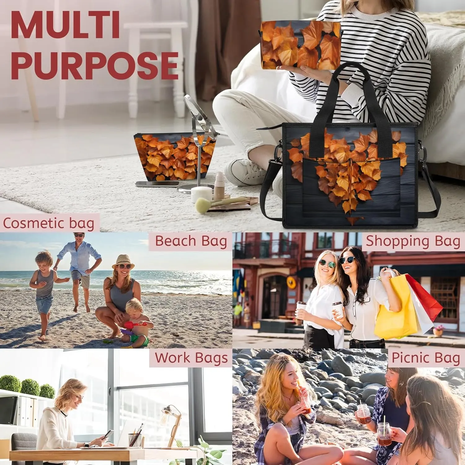 Women Fashion Tote Bag Wallet Shoulder Bags Set 3PCS Top Handle Satchel Purse Large Zippered Handbag Daily Use
