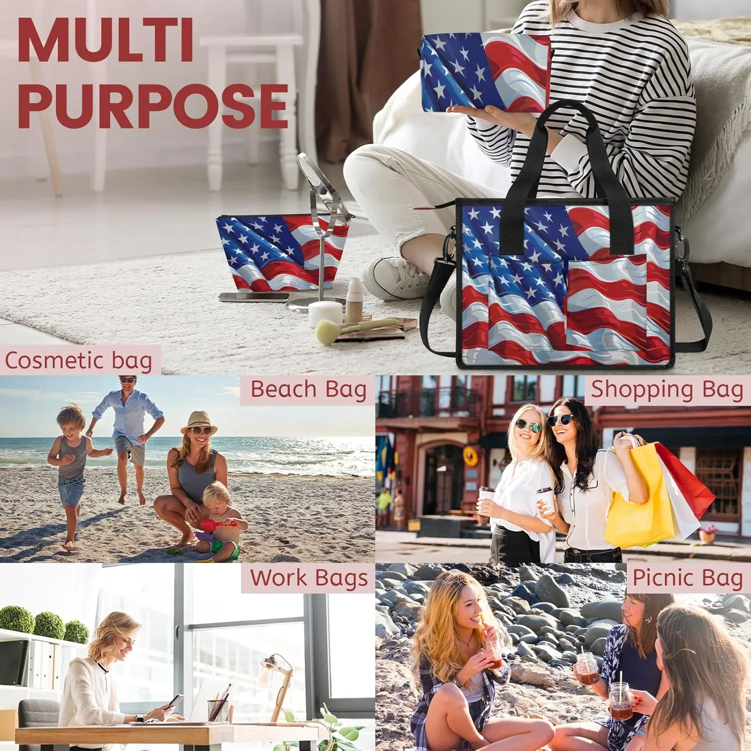 Women Fashion Tote Bag Wallet Shoulder Bags Set 3PCS Top Handle Satchel Purse Large Zippered Handbag Daily Use