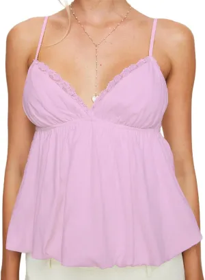 Women Lace Trim Camisole Slim Fitted Spaghetti Strap Ruffle Cami Crop Top V Neck Sleeveless Tank Tops Streetwear