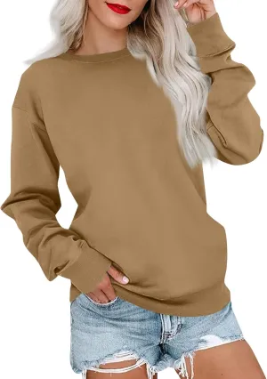 Women Long Sleeve Crewneck Fall Sweatshirt Hoodies Oversized Fleece Pullover Tops Y2k Teen Girls Preppy Clothes 2024