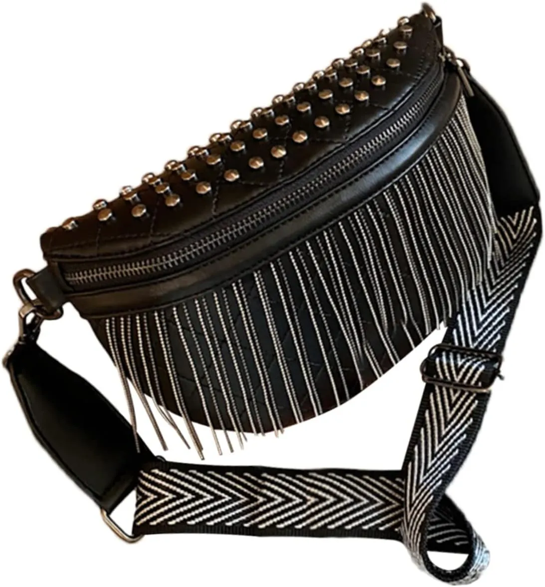 Women Rivet Studded Bag Lightweight Phone Pouch Stylish Tassel Shoulder Purse for Daily Use Capacity for Cards Cash and Essentials for Students and Outdoor Activities