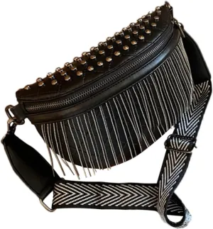 Women Rivet Studded Bag Lightweight Phone Pouch Stylish Tassel Shoulder Purse for Daily Use Capacity for Cards Cash and Essentials for Students and Outdoor Activities