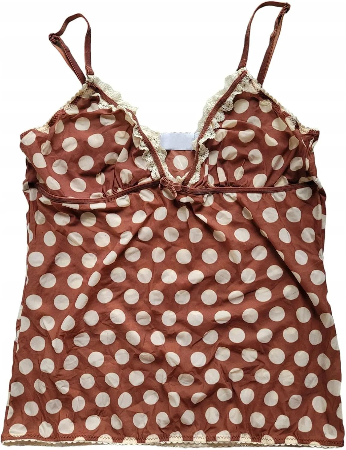 Women Y2k Polka Dot Cami Top Lace Trim V Neck Spaghetti Strap Camisole Dots Print Aesthetic Tank Tops