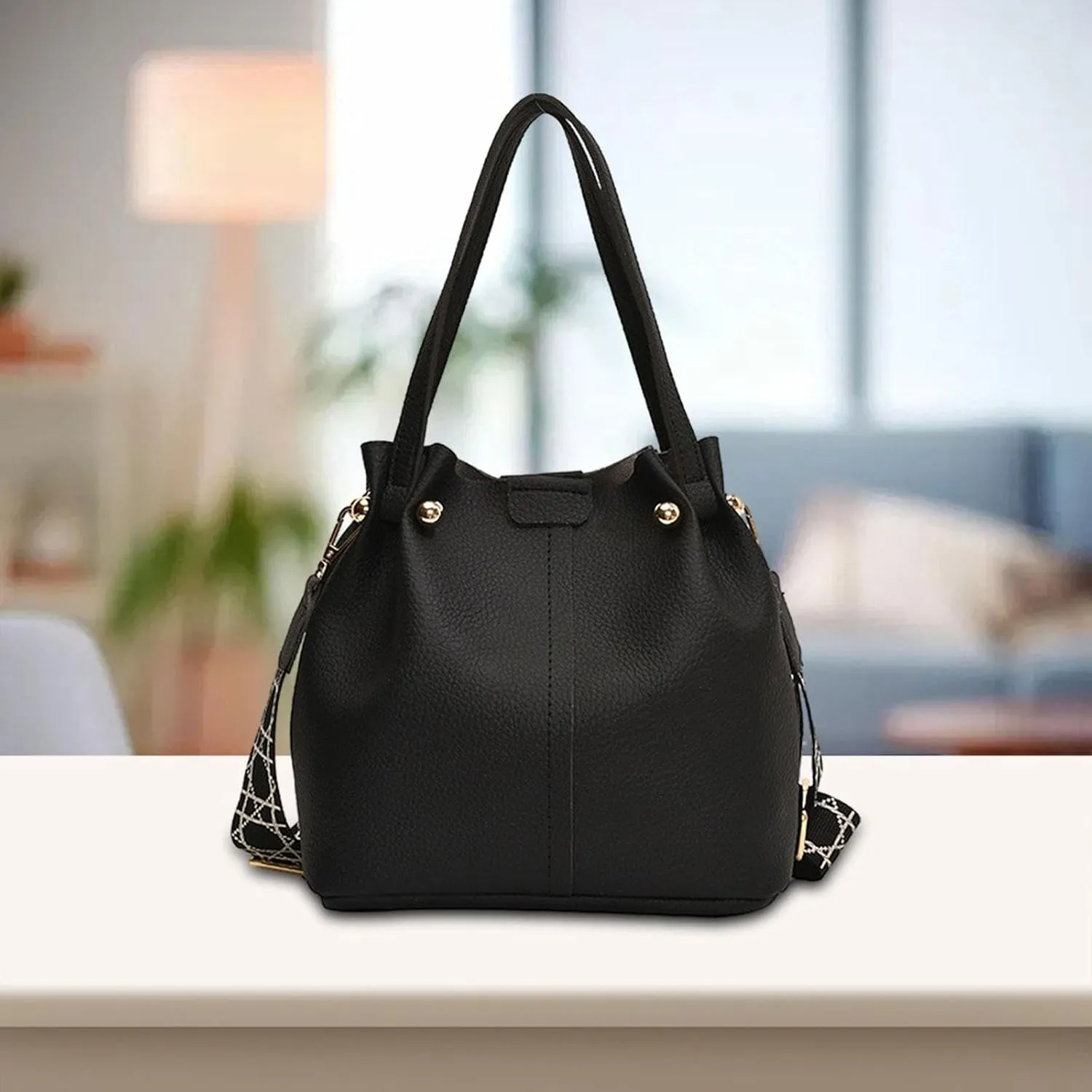 Women's Bucket Bag with Detachable Strap for Travel and Daily Use