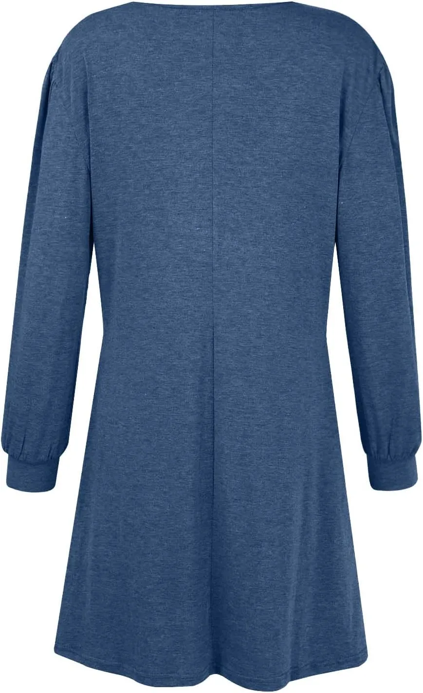 Women's Button Side Long Sleeve Dresses 2024 Fall Fashion Sweater Dresses Casual Crew Neck Pullover Tops with Pockets