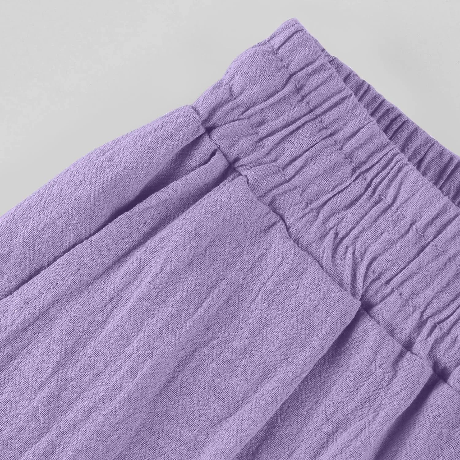 Women's Casual Cotton Linen Pants Drawstring High Waist Loose Fit Summer Pants Lounge Beach Trousers with Pockets