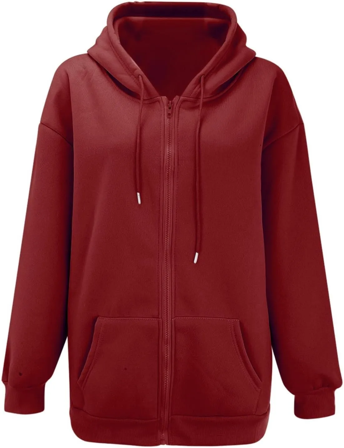 Womens Hoodie Y2K Zip Up Long Sleeve Oversized Sweatshirts Fleece Workout Jacket Pockets 2024 Fall Outfits Trendy Tops