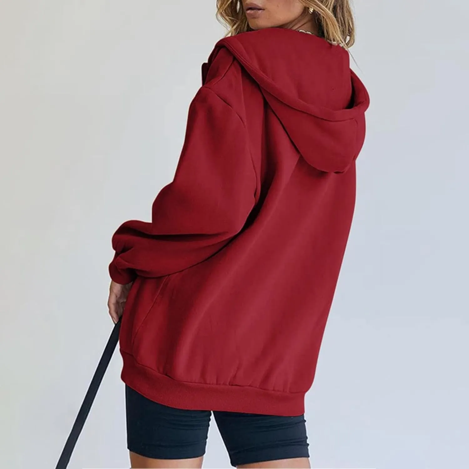 Womens Hoodie Y2K Zip Up Long Sleeve Oversized Sweatshirts Fleece Workout Jacket Pockets 2024 Fall Outfits Trendy Tops