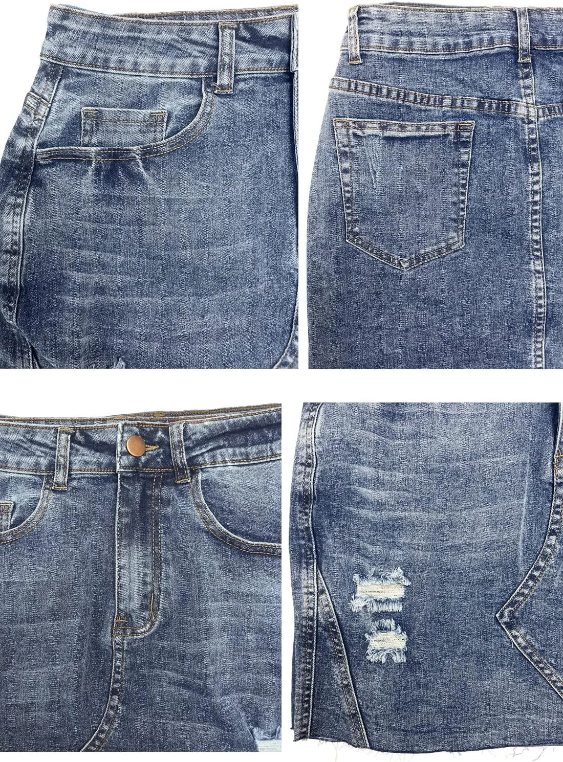Women's Jean Mini Skirt High Waist Above Knee Length Bodycon Vintage Pocket Denim Summer Short Skirts for Women