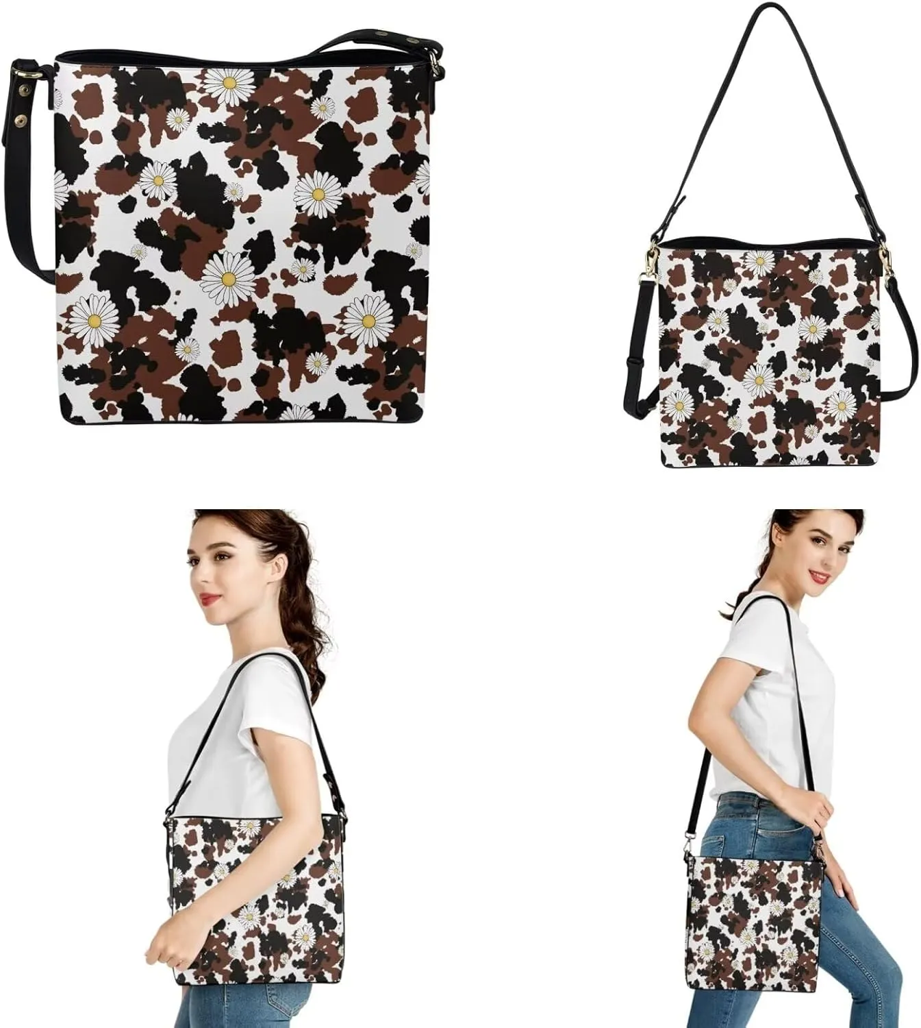 Womens Large Leather Tote Shoulder Bag and Wallet 2Pc Set,Ladies Casual Fashion Handbag Travel Work Daily Use