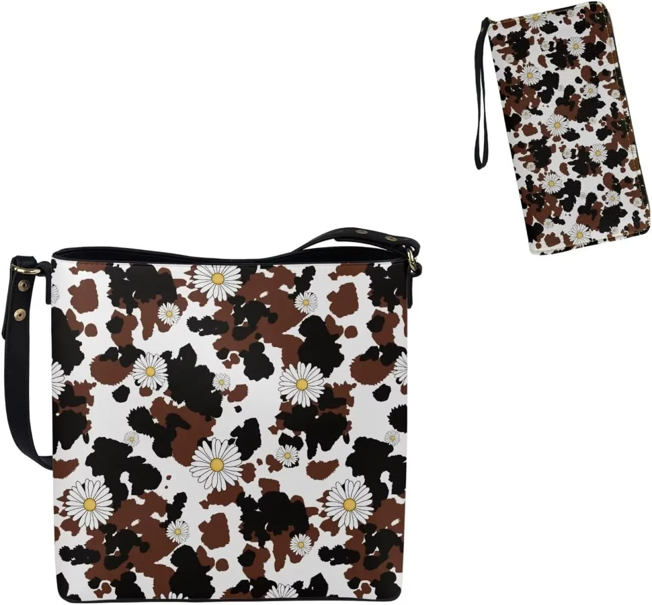 Womens Large Leather Tote Shoulder Bag and Wallet 2Pc Set,Ladies Casual Fashion Handbag Travel Work Daily Use