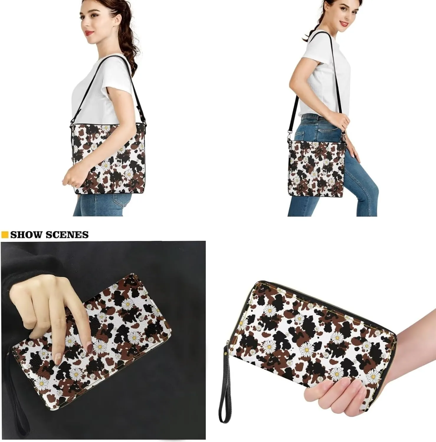 Womens Large Leather Tote Shoulder Bag and Wallet 2Pc Set,Ladies Casual Fashion Handbag Travel Work Daily Use