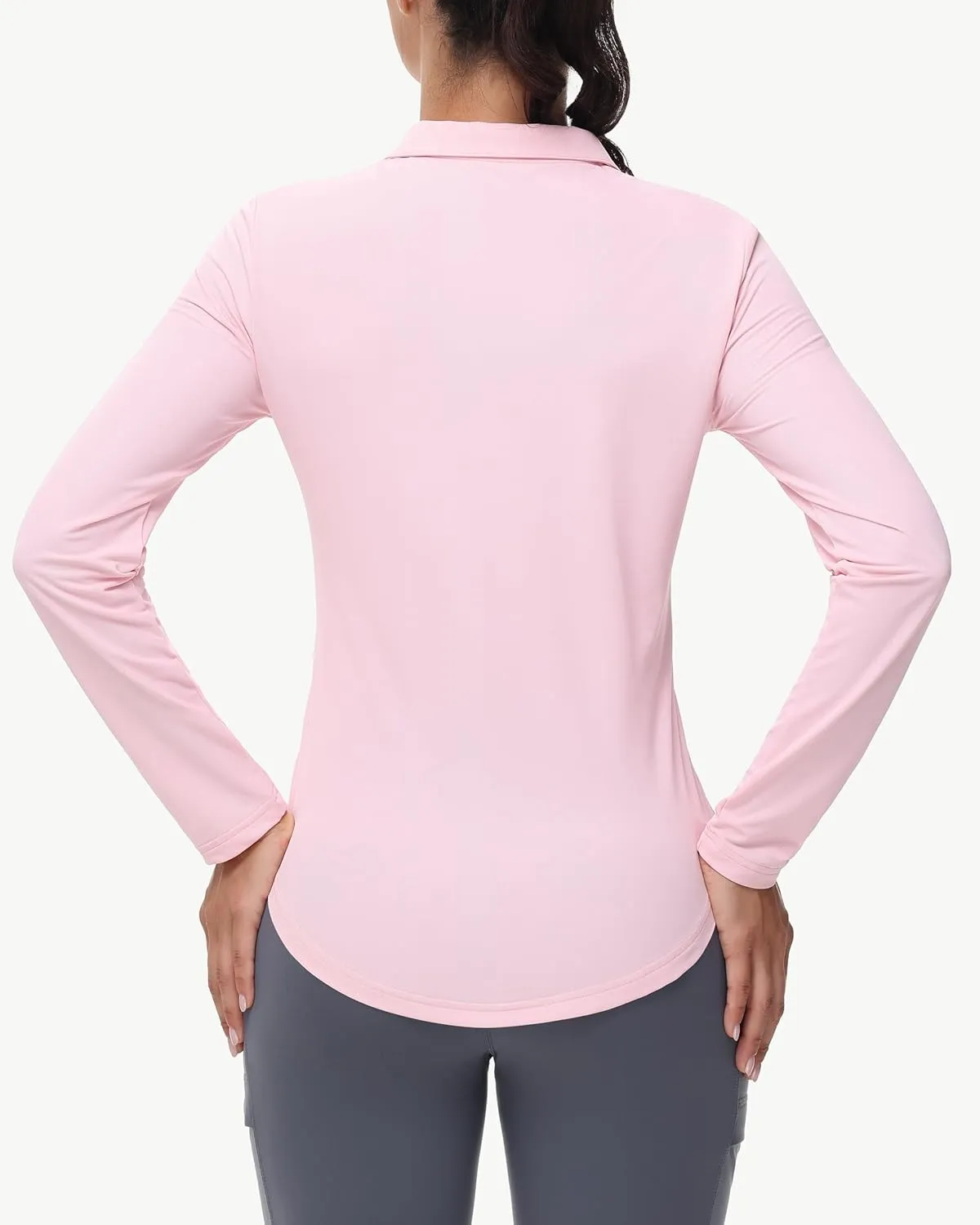 Women's Long Sleeve Golf Shirt Collared Polo Sun Protection Quick Dry Workout Athletic Running Tennis Hiking Lightweight Tops