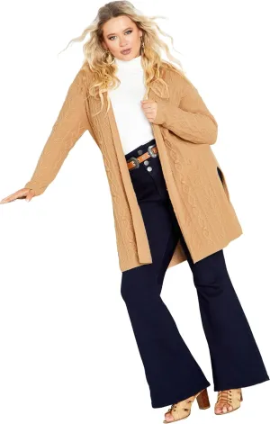 Women's Plus Size Camilla Cable Knit Hooded Cardigan