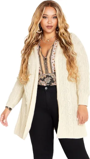 Women's Plus Size Camilla Cable Knit Hooded Cardigan