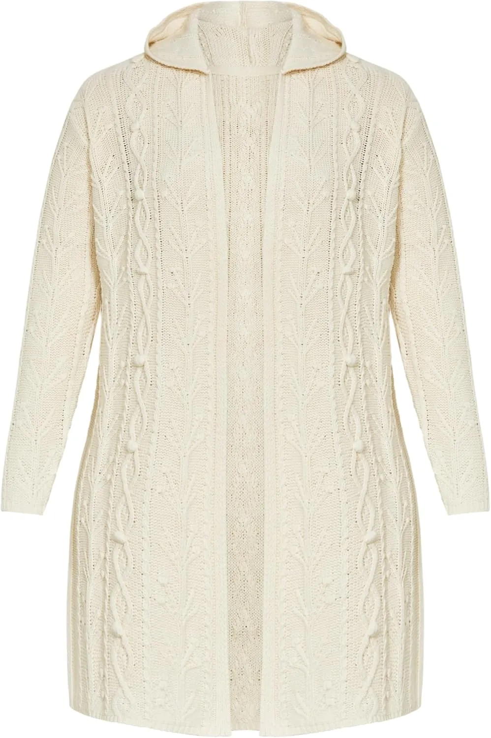 Women's Plus Size Camilla Cable Knit Hooded Cardigan