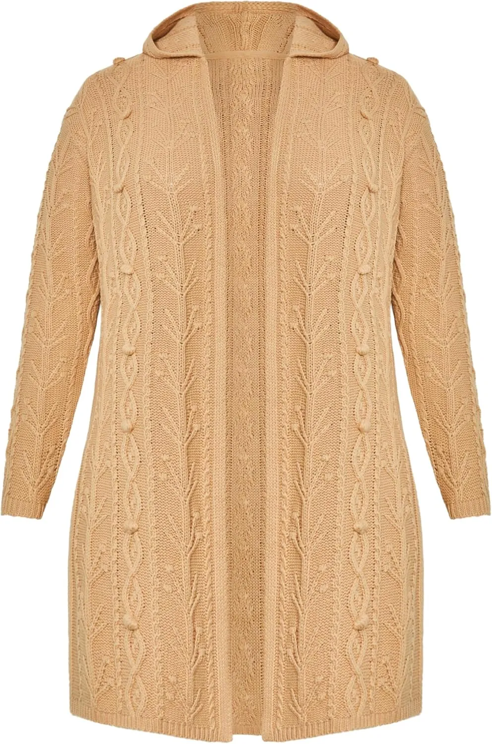 Women's Plus Size Camilla Cable Knit Hooded Cardigan