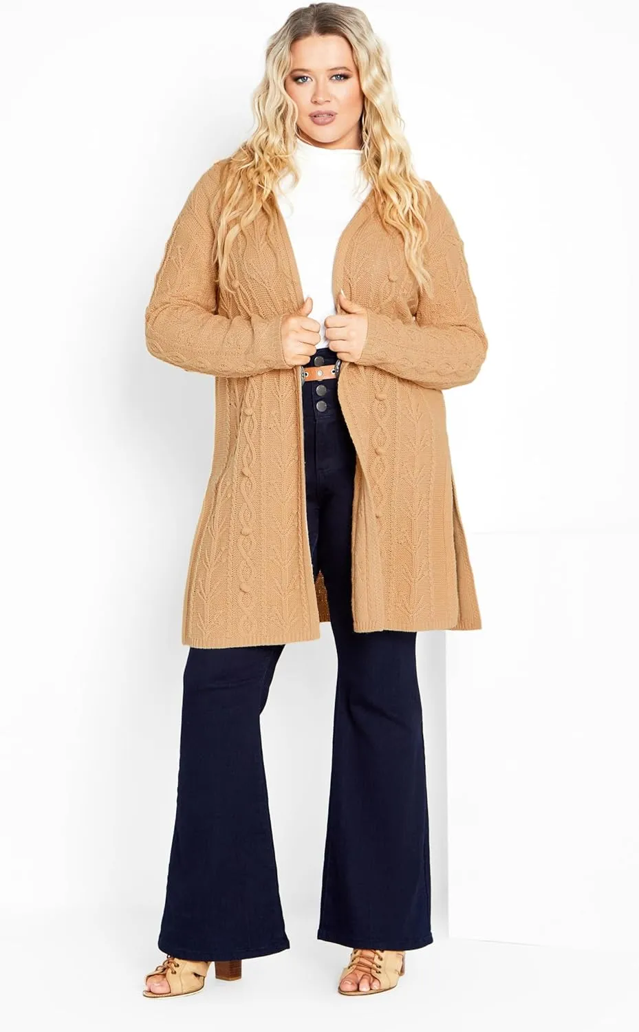 Women's Plus Size Camilla Cable Knit Hooded Cardigan