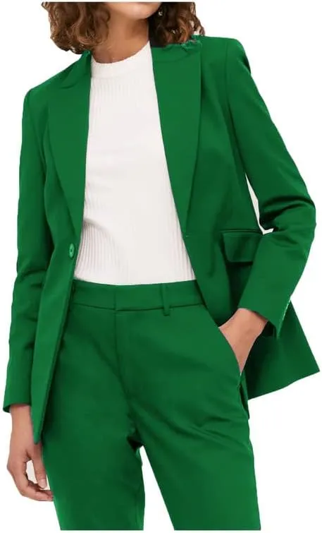Women's Slim Fit Blazer Suits Two Piece Solid Work Pant Suit Business Office Lady Suits Sets