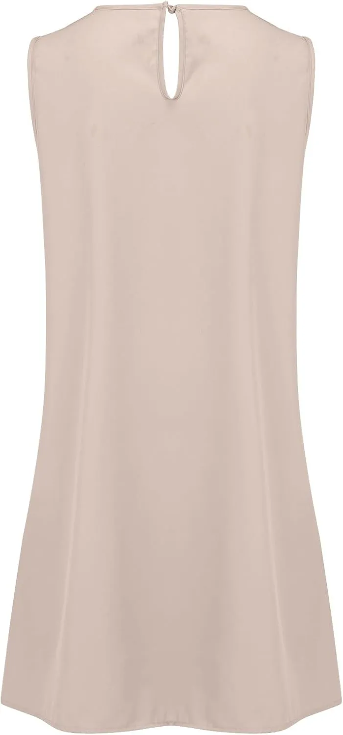 XOWRTE Women's Summer Dresses Round Neck Sleeveless Tank Dress Casual A-Line Sundresses Beach Vacation Clothes Mini Dress