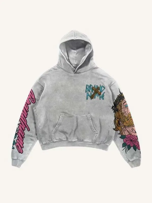Y2K sweatshirt with hip-hop letter print oversized men's and women's hoodies, casual loose solid Gothic top
