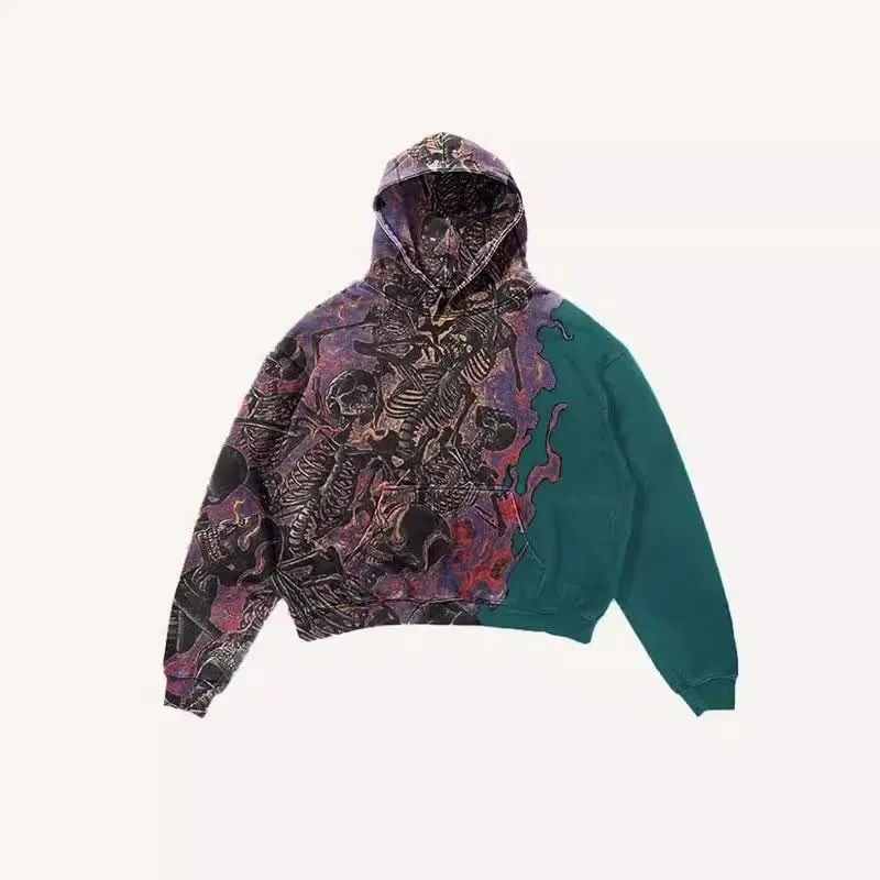 Y2K sweatshirt with hip-hop letter print oversized men's and women's hoodies, casual loose solid Gothic top