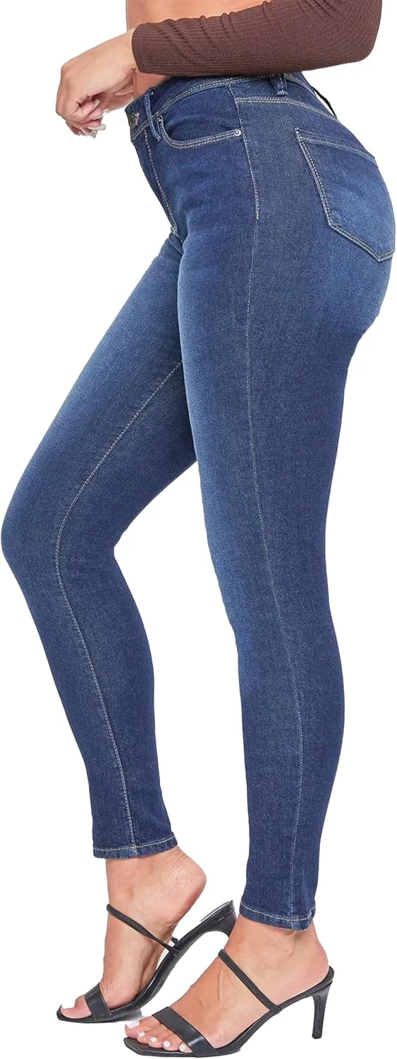 YMI Womens Basic 1-Button High-Rise Skinny Jean Made with Recycled Fibers