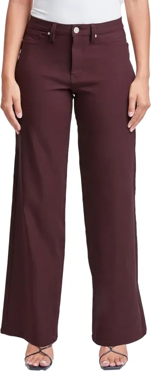 YMI Women's Hyperstretch Forever Color High Rise Wide Leg Pants