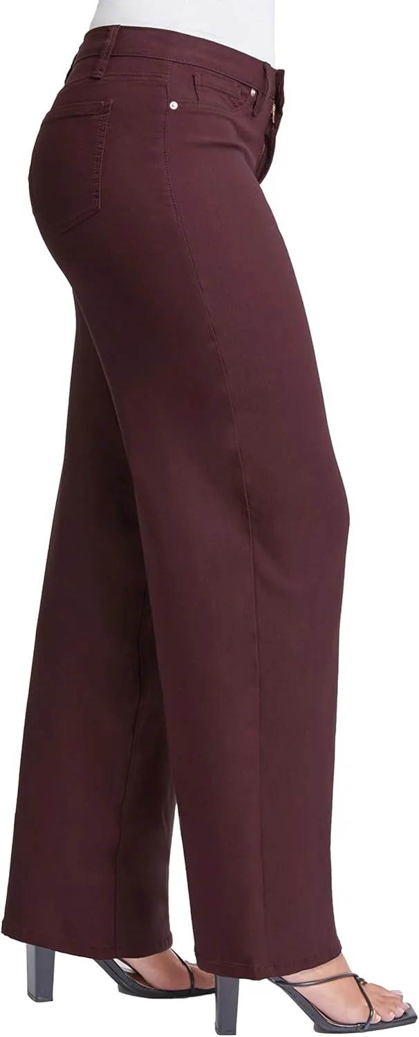 YMI Women's Hyperstretch Forever Color High Rise Wide Leg Pants