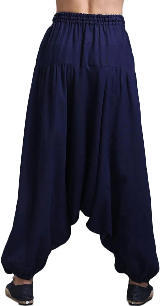 Ystylee Mens Womens Harem Pants Cotton Linen Yoga Baggy Hippie Boho Drop Crotch Trouser