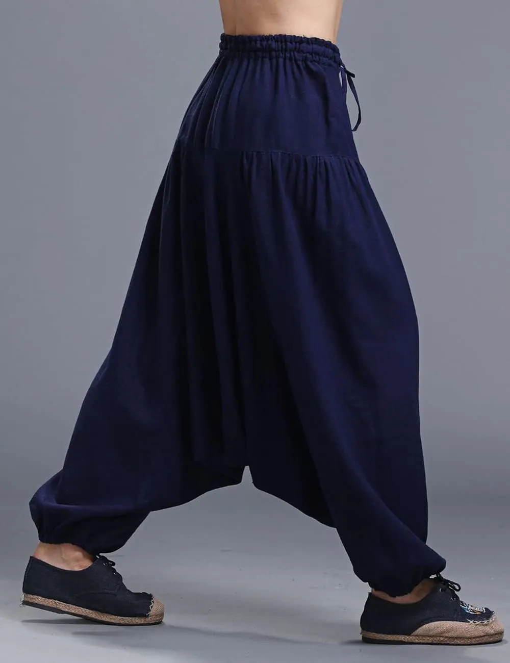 Ystylee Mens Womens Harem Pants Cotton Linen Yoga Baggy Hippie Boho Drop Crotch Trouser